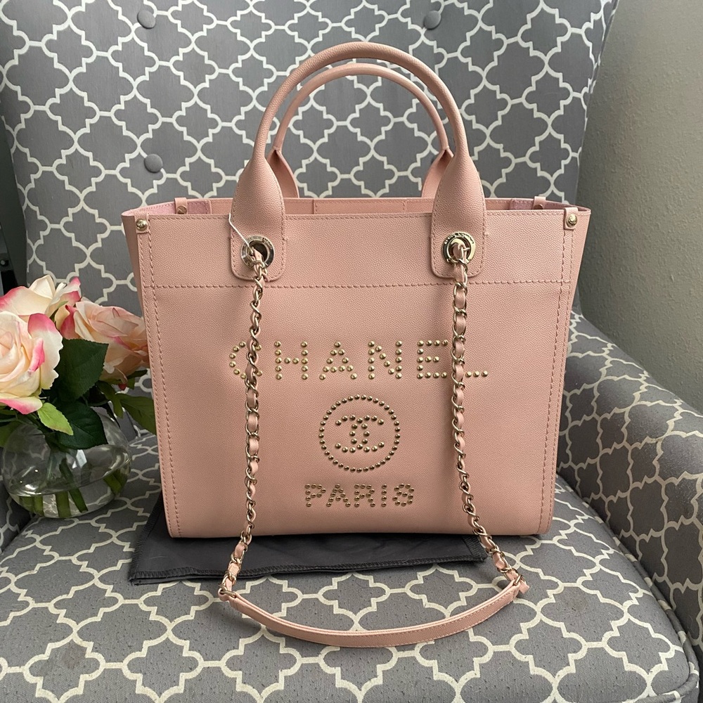 *SOLD* Leather Small Studded Chanel Deauville Tote New Without Tags